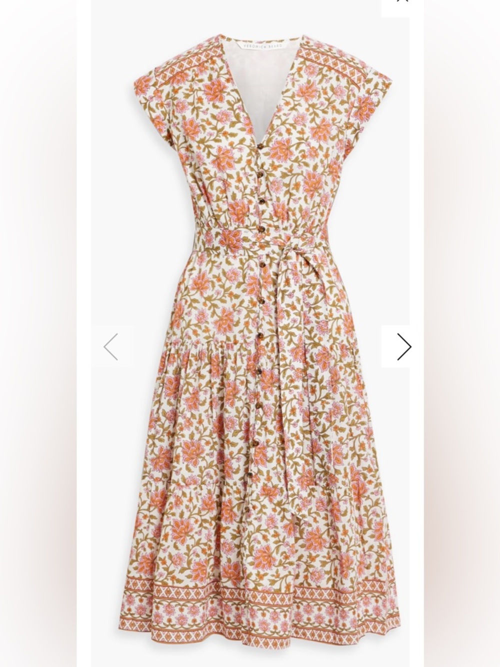 NEW VERONICA BEARD Lexington Pink Floral Cotton-seersucker Midi Dress - Picture 2 of 14